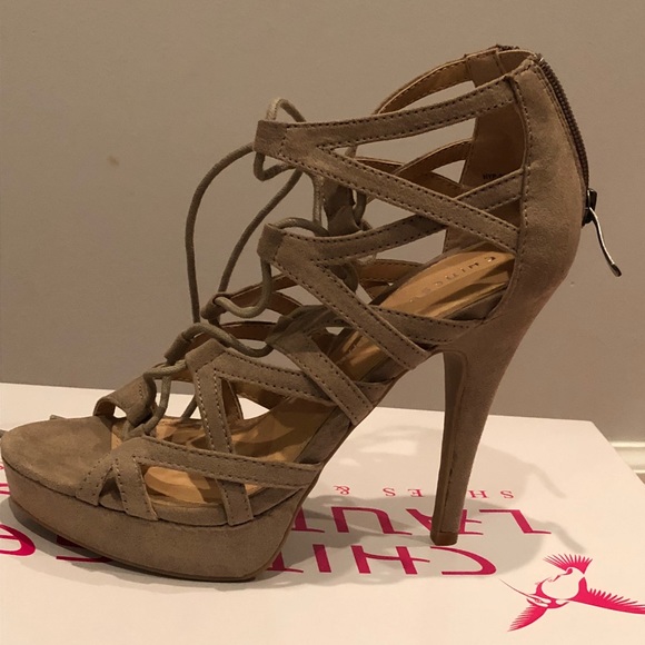 Lace up heels NWT Chinese laundry suede - Picture 3 of 3